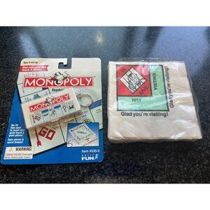 Vtg 1998  Fun Game Keychain Monopoly Keychain & Monopoly Get Out Of Jail Napkins